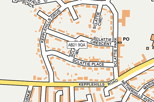 AB21 9QA map - OS OpenMap – Local (Ordnance Survey)