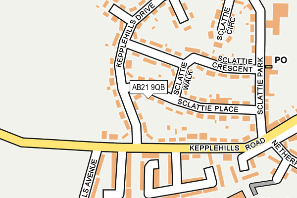 AB21 9QB map - OS OpenMap – Local (Ordnance Survey)