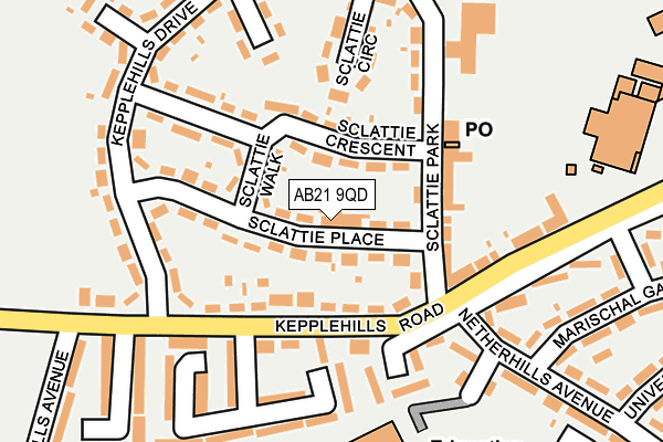 AB21 9QD map - OS OpenMap – Local (Ordnance Survey)