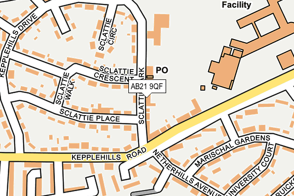AB21 9QF map - OS OpenMap – Local (Ordnance Survey)