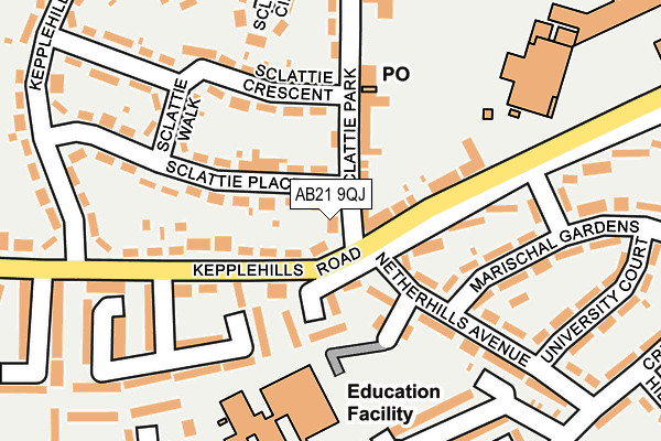 AB21 9QJ map - OS OpenMap – Local (Ordnance Survey)