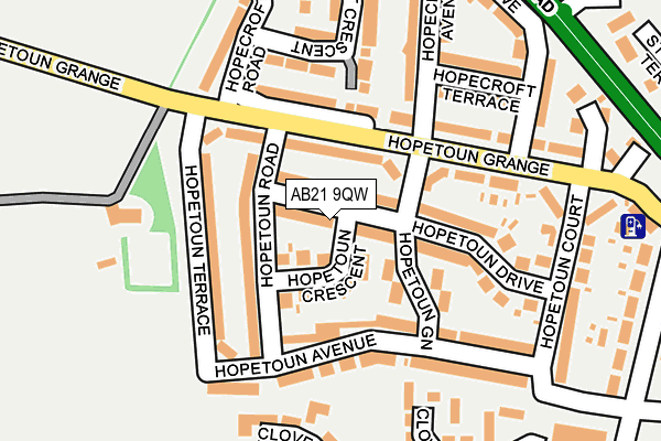 AB21 9QW map - OS OpenMap – Local (Ordnance Survey)