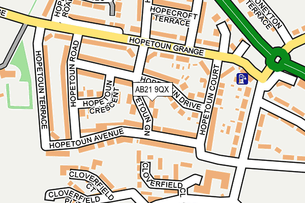 AB21 9QX map - OS OpenMap – Local (Ordnance Survey)