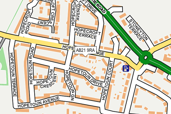 AB21 9RA map - OS OpenMap – Local (Ordnance Survey)