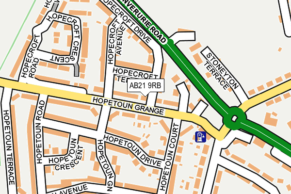 AB21 9RB map - OS OpenMap – Local (Ordnance Survey)