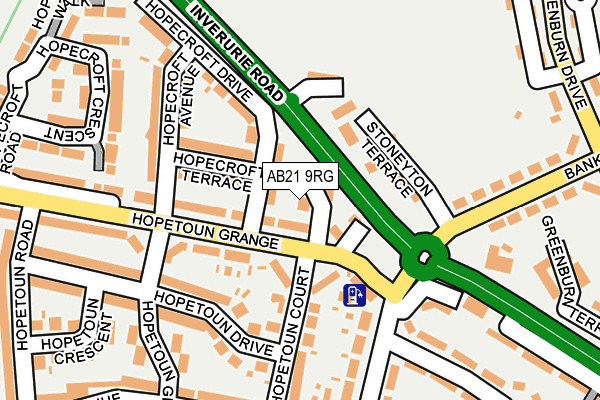AB21 9RG map - OS OpenMap – Local (Ordnance Survey)
