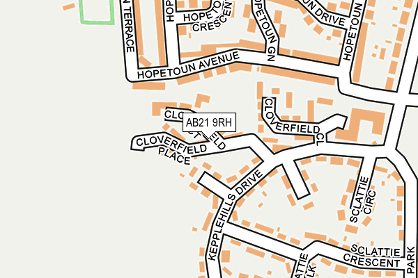 AB21 9RH map - OS OpenMap – Local (Ordnance Survey)
