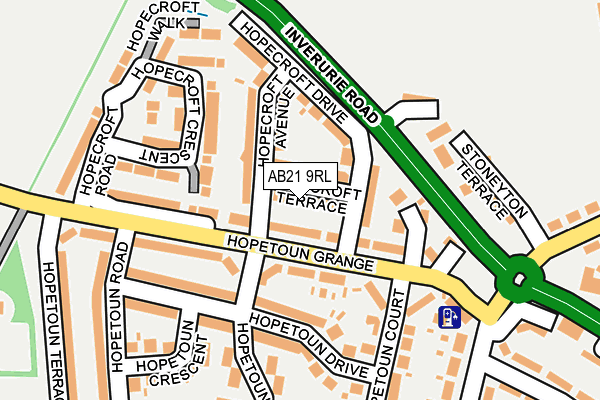 AB21 9RL map - OS OpenMap – Local (Ordnance Survey)