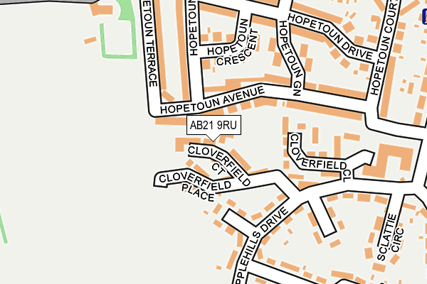 AB21 9RU map - OS OpenMap – Local (Ordnance Survey)