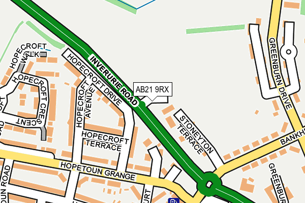 AB21 9RX map - OS OpenMap – Local (Ordnance Survey)