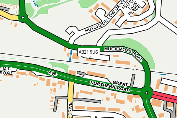 AB21 9US map - OS OpenMap – Local (Ordnance Survey)