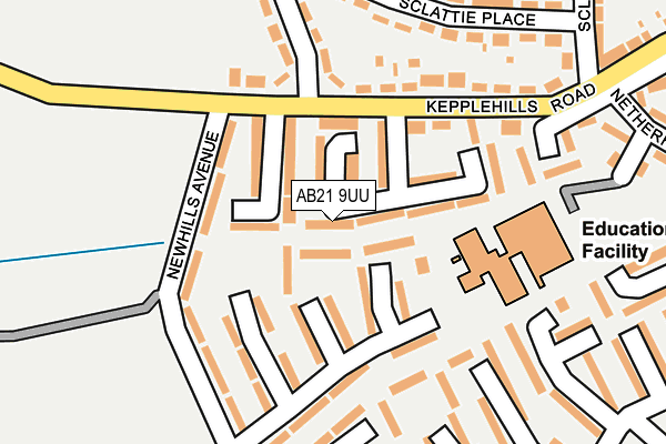 AB21 9UU map - OS OpenMap – Local (Ordnance Survey)