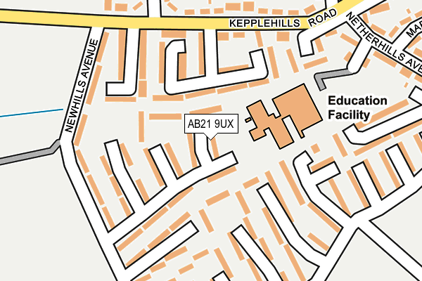 AB21 9UX map - OS OpenMap – Local (Ordnance Survey)