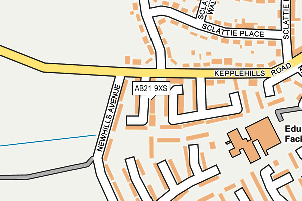 AB21 9XS map - OS OpenMap – Local (Ordnance Survey)