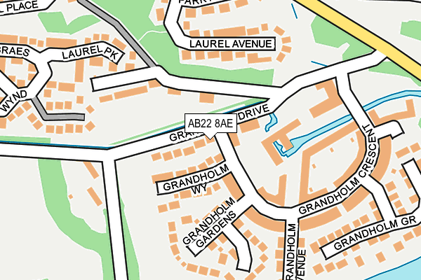 AB22 8AE map - OS OpenMap – Local (Ordnance Survey)
