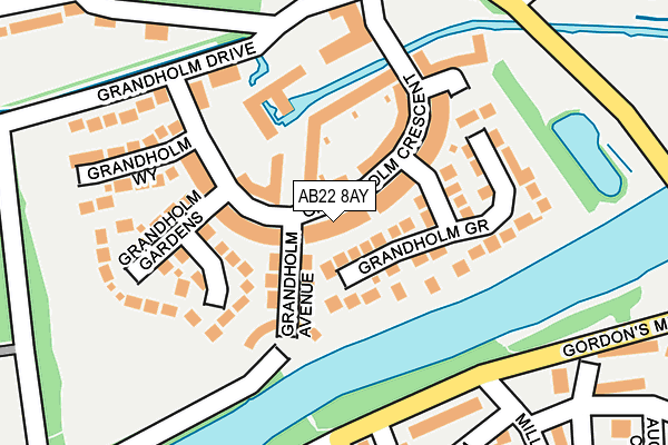 AB22 8AY map - OS OpenMap – Local (Ordnance Survey)