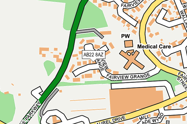AB22 8AZ map - OS OpenMap – Local (Ordnance Survey)