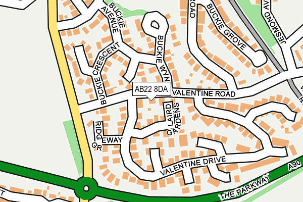 AB22 8DA map - OS OpenMap – Local (Ordnance Survey)