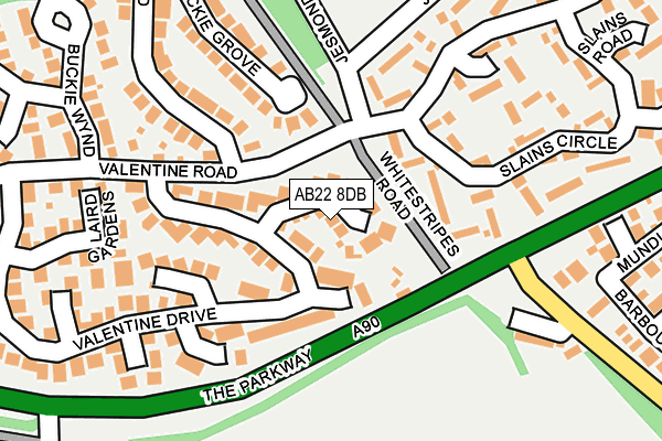 AB22 8DB map - OS OpenMap – Local (Ordnance Survey)