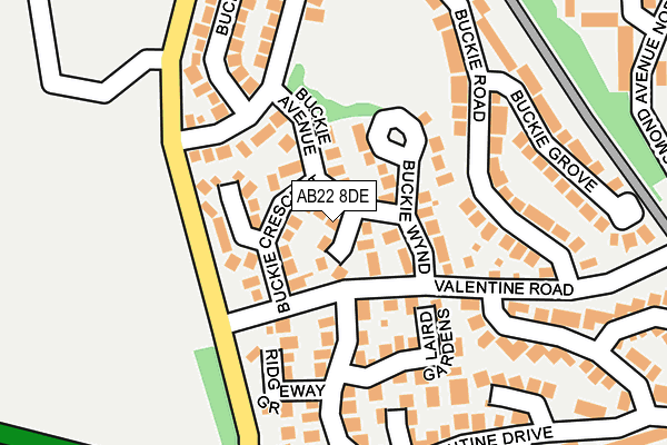 AB22 8DE map - OS OpenMap – Local (Ordnance Survey)