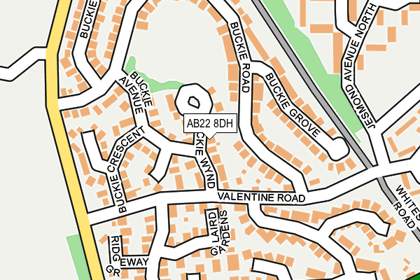 AB22 8DH map - OS OpenMap – Local (Ordnance Survey)
