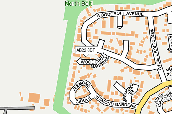 AB22 8DT map - OS OpenMap – Local (Ordnance Survey)