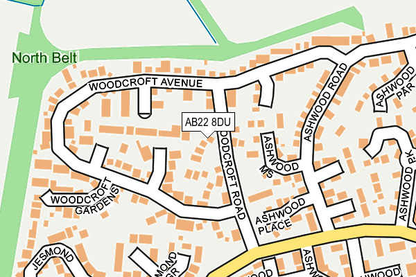 AB22 8DU map - OS OpenMap – Local (Ordnance Survey)