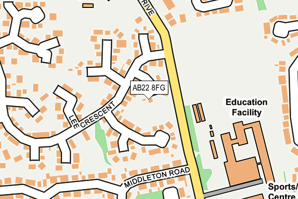 AB22 8FG map - OS OpenMap – Local (Ordnance Survey)