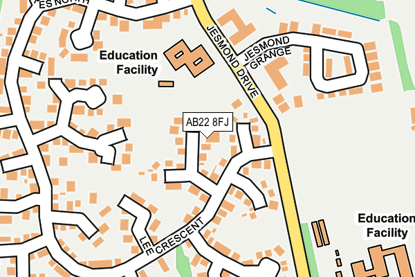 AB22 8FJ map - OS OpenMap – Local (Ordnance Survey)