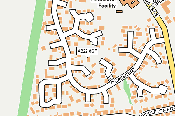 AB22 8GF map - OS OpenMap – Local (Ordnance Survey)