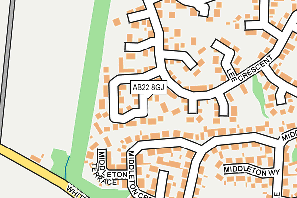 AB22 8GJ map - OS OpenMap – Local (Ordnance Survey)