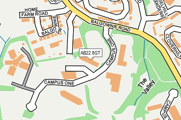 AB22 8GT map - OS OpenMap – Local (Ordnance Survey)