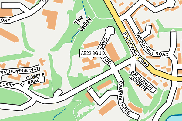 AB22 8GU map - OS OpenMap – Local (Ordnance Survey)