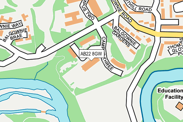 AB22 8GW map - OS OpenMap – Local (Ordnance Survey)