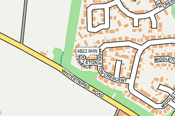 AB22 8HW map - OS OpenMap – Local (Ordnance Survey)