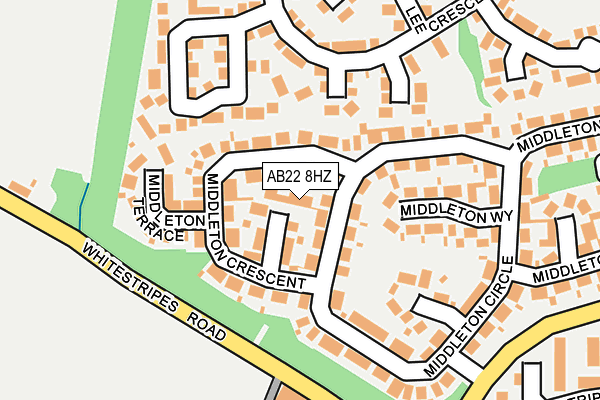 AB22 8HZ map - OS OpenMap – Local (Ordnance Survey)