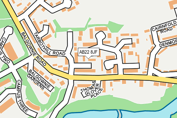 AB22 8JF map - OS OpenMap – Local (Ordnance Survey)