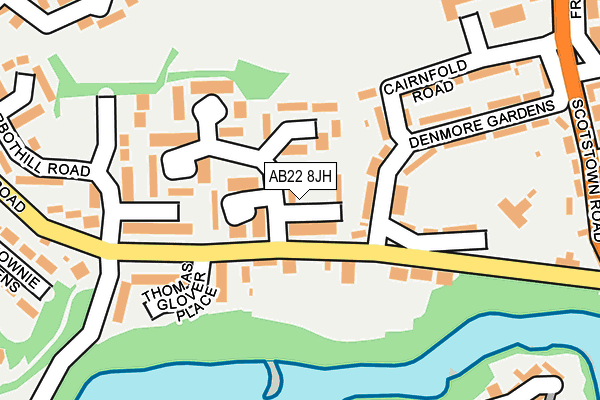 AB22 8JH map - OS OpenMap – Local (Ordnance Survey)