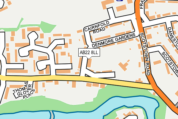 AB22 8LL map - OS OpenMap – Local (Ordnance Survey)