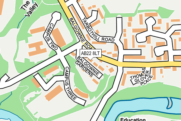 AB22 8LT map - OS OpenMap – Local (Ordnance Survey)