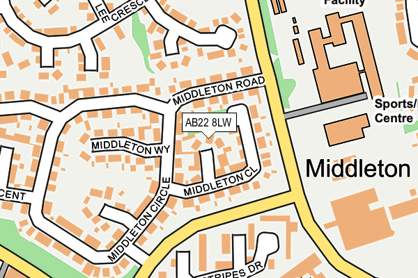 AB22 8LW map - OS OpenMap – Local (Ordnance Survey)