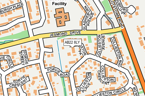 AB22 8LY map - OS OpenMap – Local (Ordnance Survey)