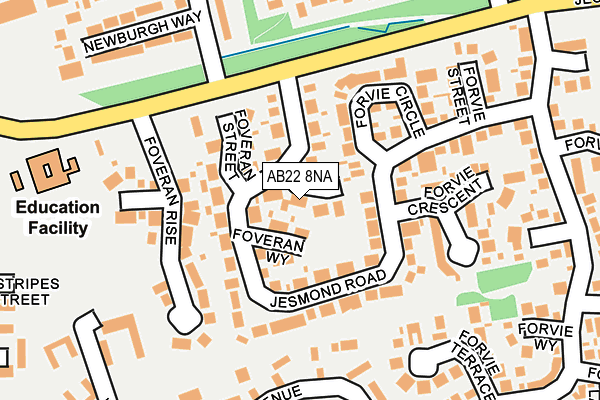 AB22 8NA map - OS OpenMap – Local (Ordnance Survey)