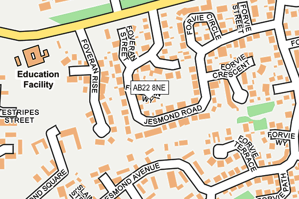 AB22 8NE map - OS OpenMap – Local (Ordnance Survey)
