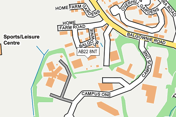 AB22 8NT map - OS OpenMap – Local (Ordnance Survey)