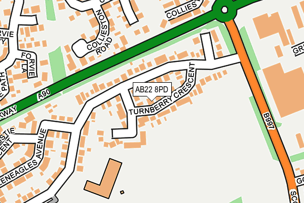 AB22 8PD map - OS OpenMap – Local (Ordnance Survey)