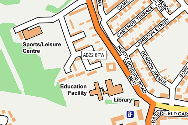 AB22 8PW map - OS OpenMap – Local (Ordnance Survey)