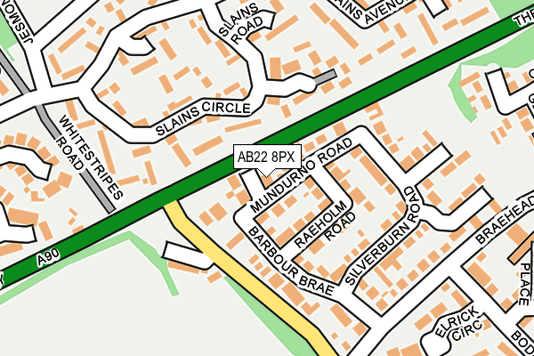 AB22 8PX map - OS OpenMap – Local (Ordnance Survey)