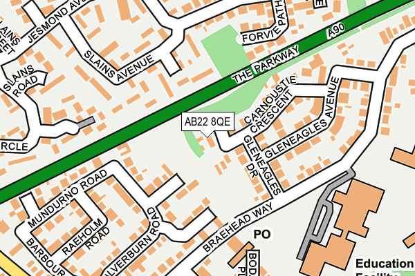 AB22 8QE map - OS OpenMap – Local (Ordnance Survey)