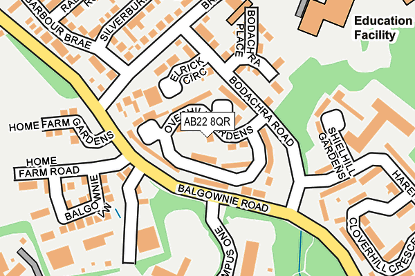 AB22 8QR map - OS OpenMap – Local (Ordnance Survey)